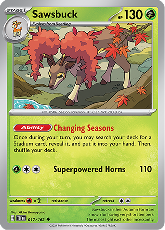 Karta Pokemon 017 162 Sawsbuck [Temporal Forces].JPG
