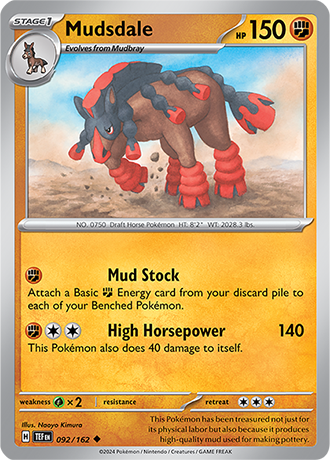 Karta Pokemon 092 162 Mudsdale [Temporal Forces].JPG