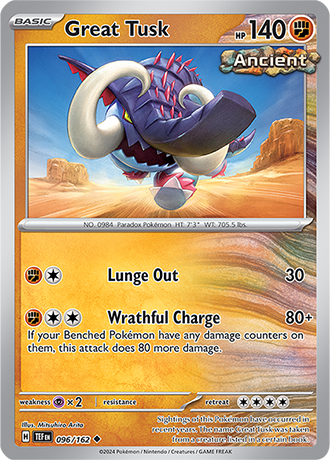 Karta Pokemon 096 162 Great Tusk [Temporal Forces].JPG