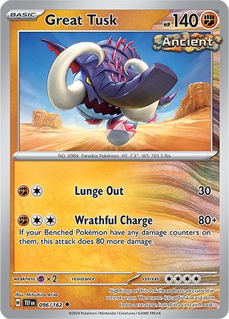 Karta Pokemon 096 162 Great Tusk [Temporal Forces].JPG