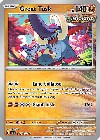 Karta Pokemon 097 162 Great Tusk [Temporal Forces].JPG