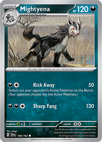 Karta Pokemon 106 162 Mightyena [Temporal Forces].JPG