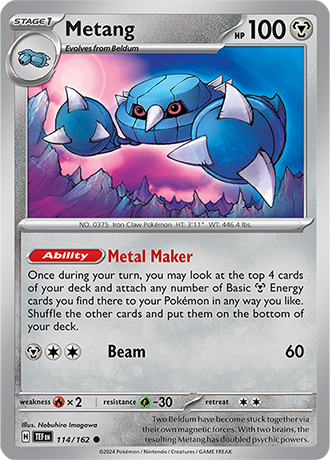 Karta Pokemon 114 162 Metang [Temporal Forces].JPG