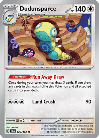Karta Pokemon 129 162 Dudunsparce [Temporal Forces].JPG