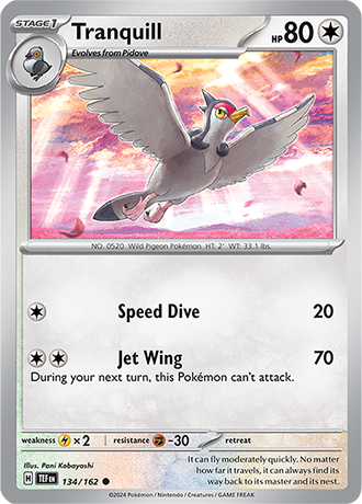 Karta Pokemon 134 162 Tranquill [Temporal Forces].JPG