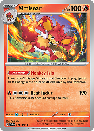 Karta Pokemon 021 182 Simisear [Paradox Rift].JPG