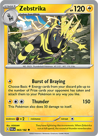 Karta Pokemon 063 182 Zebstrika [Paradox Rift].JPG