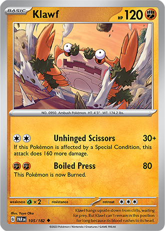 Karta Pokemon 105 182 Klawf [Paradox Rift].JPG