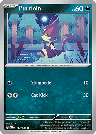 Karta Pokemon 114 182 Purrloin [Paradox Rift].JPG