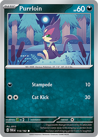 Karta Pokemon 114 182 Purrloin [Paradox Rift].JPG