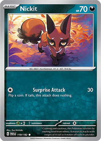 Karta Pokemon 119 182 Nickit [Paradox Rift].JPG