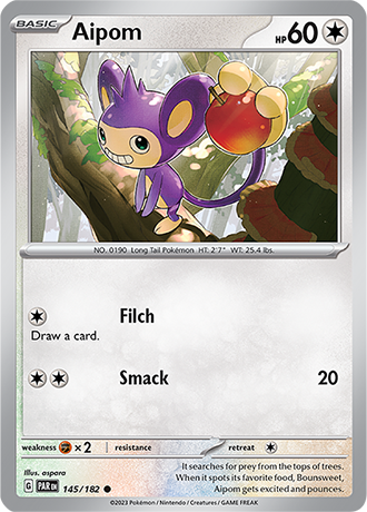 Karta Pokemon 145 182 Aipom [Paradox Rift].JPG