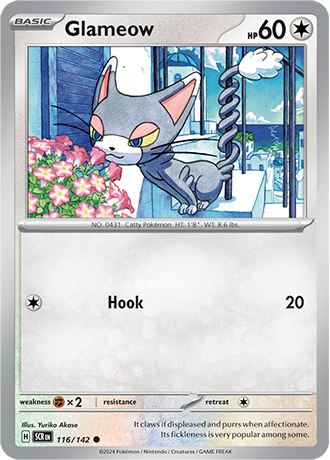 Karta Pokemon 116 142 Glameow [Stellar Crown].JPG