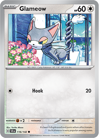 Karta Pokemon 116 142 Glameow [Stellar Crown].JPG