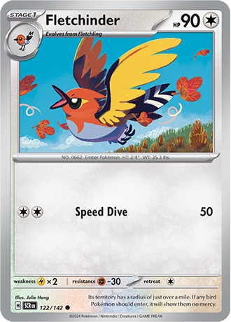 Karta Pokemon 122 142 Fletchinder [Stellar Crown].JPG