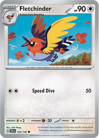 Karta Pokemon 122 142 Fletchinder [Stellar Crown].JPG