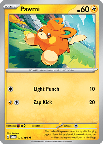 Karta Pokemon 074 198 Pawmi [Scarlet &amp; Violet].JPG