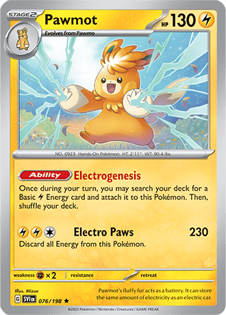 Karta Pokemon 076 198 Pawmot [Scarlet &amp; Violet].JPG