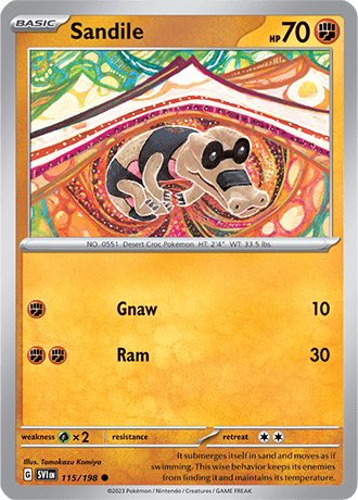 Karta Pokemon 115 198 Sandile [Scarlet &amp; Violet].JPG