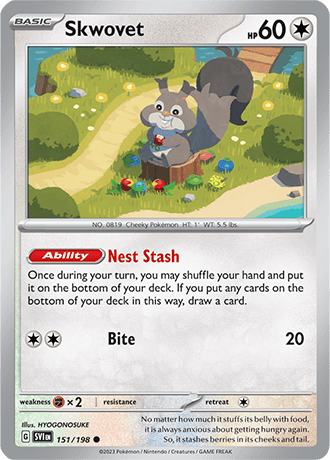 Karta Pokemon 151 198 Skwovet [Scarlet &amp; Violet].JPG