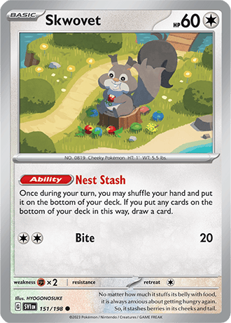 Karta Pokemon 151 198 Skwovet [Scarlet &amp; Violet].JPG