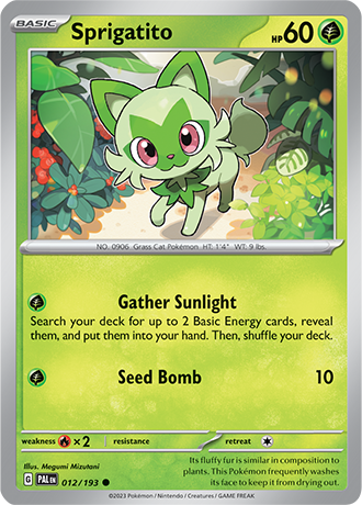 Karta Pokemon 012 193 Sprigatito [Paldea Evolved].JPG