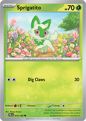 Karta Pokemon 013 193 Sprigatito [Paldea Evolved].JPG