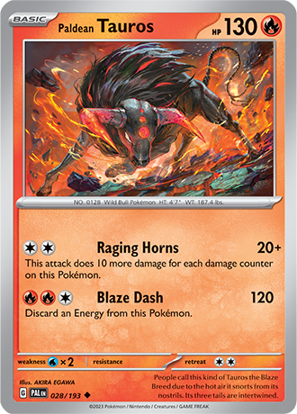 Karta Pokemon 028 193 Paldean Tauros [Paldea Evolved].JPG