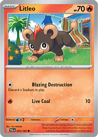 Karta Pokemon 031 193 Litleo [Paldea Evolved].JPG