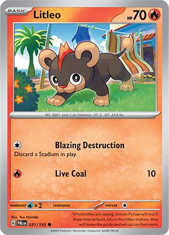 Karta Pokemon 031 193 Litleo [Paldea Evolved].JPG