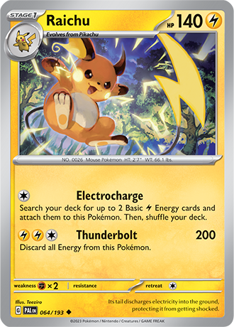 Karta Pokemon 064 193 Raichu [Paldea Evolved].JPG