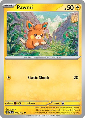 Karta Pokemon 074 193 Pawmi [Paldea Evolved].JPG