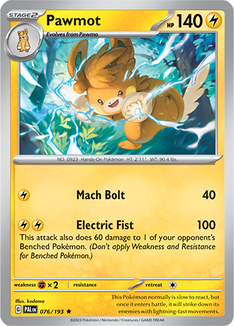Karta Pokemon 076 193 Pawmot [Paldea Evolved].JPG