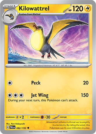 Karta Pokemon 082 193 Kilowattrel [Paldea Evolved].JPG