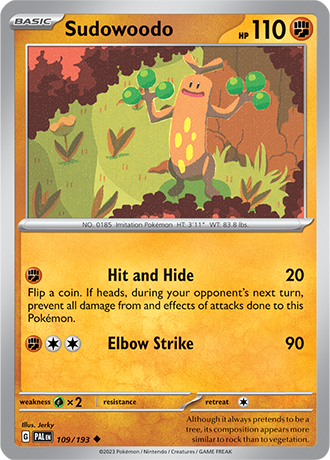 Karta Pokemon 109 193 Sudowoodo [Paldea Evolved].JPG