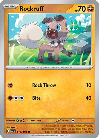 Karta Pokemon 116 193 Rockruff [Paldea Evolved].JPG