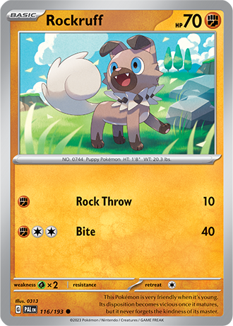 Karta Pokemon 116 193 Rockruff [Paldea Evolved].JPG