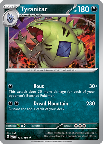 Karta Pokemon 135 193 Tyranitar [Paldea Evolved].JPG