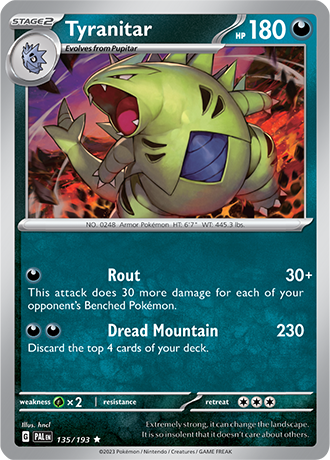 Karta Pokemon 135 193 Tyranitar [Paldea Evolved].JPG