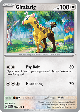 Karta Pokemon 154 193 Girafarig [Paldea Evolved].JPG