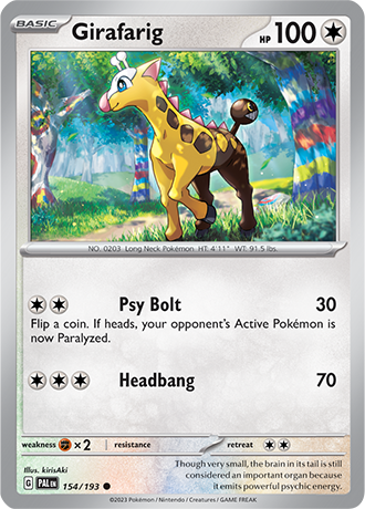 Karta Pokemon 154 193 Girafarig [Paldea Evolved].JPG