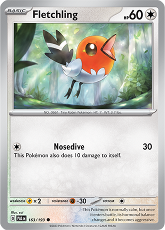 Karta Pokemon 163 193 Fletchling [Paldea Evolved].JPG