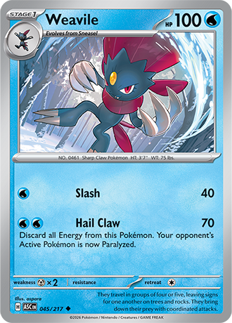 Karta Pokemon 045 217  Weavile [Ascended Heroes].JPG