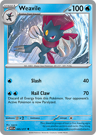 Karta Pokemon 045 217  Weavile [Ascended Heroes].JPG