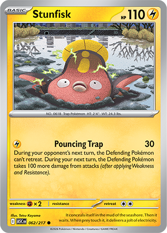 Karta Pokemon 062 217  Stunfisk [Ascended Heroes].JPG