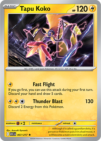 Karta Pokemon 067 217  Tapu Koko [Ascended Heroes].JPG