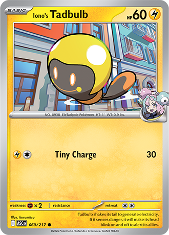 Karta Pokemon 069 217  Iono's Tadbulb [Ascended Heroes].JPG