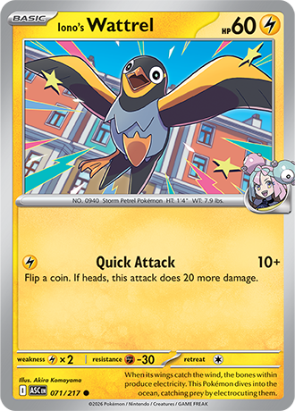 Karta Pokemon 071 217  Iono's Wattrel [Ascended Heroes].JPG