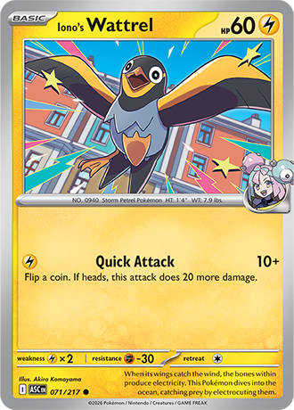 Karta Pokemon 071 217  Iono's Wattrel [Ascended Heroes].JPG