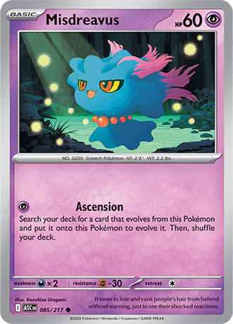 Karta Pokemon 085 217  Misdreavus [Ascended Heroes].JPG